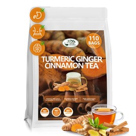 Veyorra Turmeric Cinnamon Tea Bags - Ceylon Cinnamon & Ginger Blend, Herbal Tea. No Sugar, No Caffeine, No Gluten, Vegan(110Bags)