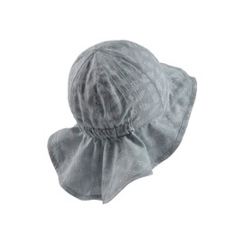 Sterntaler Sun Hat Leaves with Neck Protection and Tie Strap – Protective Summer Hat Girls Made of Cotton with Practical Tie – Sun Hat Baby with Print Pattern, Dark turquoise, 51