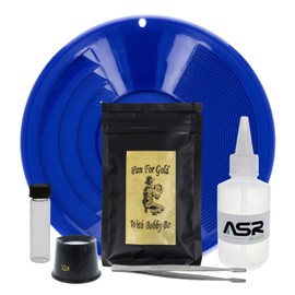 ASR Outdoor Gold Panning Kit with Paydirt Beginner Prospecting Equipment 6pc, Blue