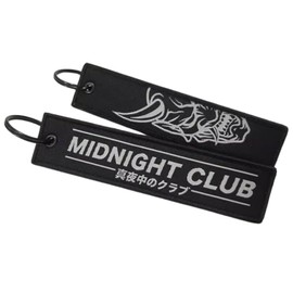 Midnight Club Oni Mask Japan Japanese Car Racing Race JDM Drive Driver Crew Keychain Key Tag Chain Fob Ring, Black, 5.1 inches long