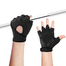 Luwint Kids Workout Gloves, Ventilated Grip Exercise Gloves for Boys and Girls Weightlifting Hanging Gym, Children 3-5 Years (Black, Small)