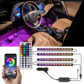KEEPDSGN 4x RGB 72 LED USB Car Interior Floor Atmosphere Light Strip For Nissan 350Z 370Z