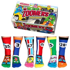 United Oddsocks Zoomers Box 6 Oddsocks For Boys UK 12-5.5 EUR 30.5-38.5 US 13.5-8, multicoloured