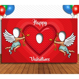 Valentine's Day Theme Face Cutout, 42x72" Photo Stand-in, Party Selfie Photo Prop