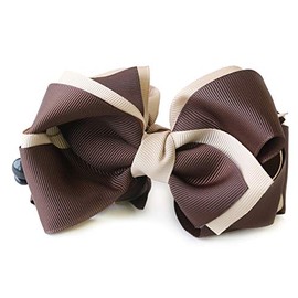 JewelVOX Banana Clip, Ribbon, Large, Firm, Hair Accessory, Bicolor Grosgrain, Women's, Fluffy, Large Hair, Brown x Beige