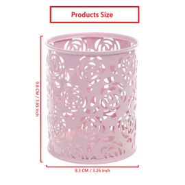 DSYJ Hollow Rose Flower Pattern Cylinder Pen Pencil Pot Holder Container Organizer Pink
