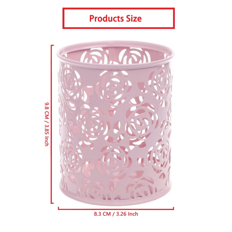 DSYJ Hollow Rose Flower Pattern Cylinder Pen Pencil Pot Holder