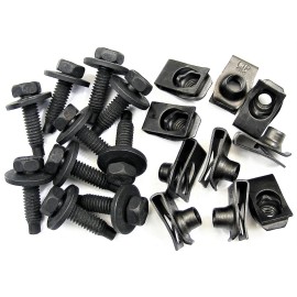 SFS Ford 5/16" Body Bolts & U-nut Clips- 5/16-18 x 1-3/16" Long- 20pcs (10ea)- #375