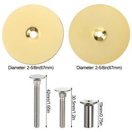 1 Pack Door Hole Cover Plate 2-5/8" Diameter Round Deadbolt Cover Plate Solid Steel Deadbolt Cover-Plate Door Hole Filler Plates for Home Security on Entry, Gold