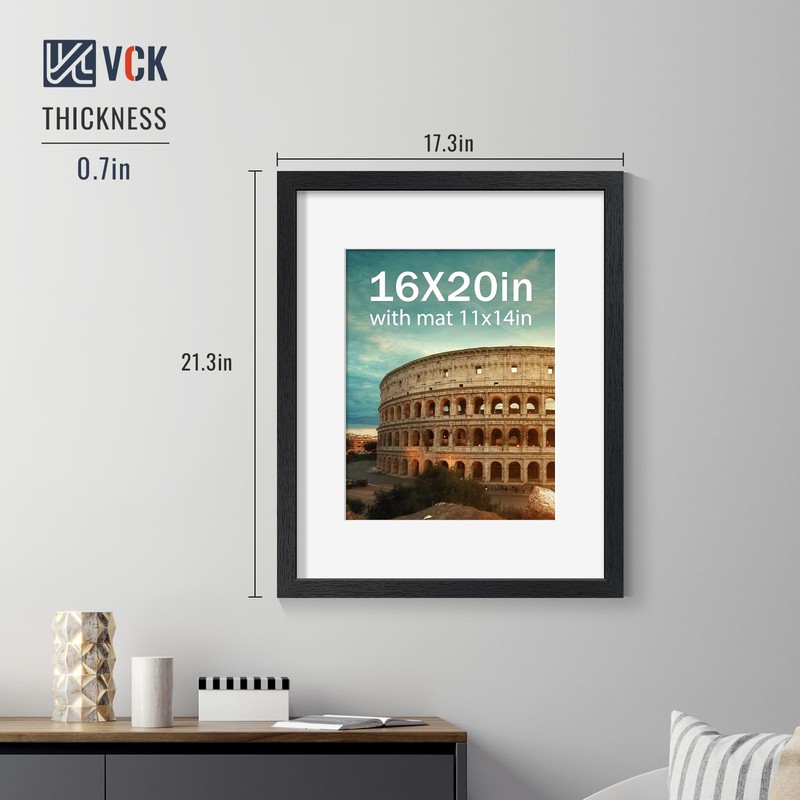 VCK 16x20 Picture Frame 4 Pack, Black Wood Poster Frame,