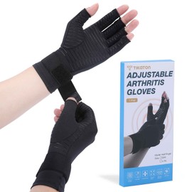 Tikaton Arthritis Compression Gloves with Adjustable Wrist Strap for Women and Men, Copper Infused Gloves for Carpal Tunnel, Hand Pain, Computer Typing (Large/X-Large, 1 Pair)