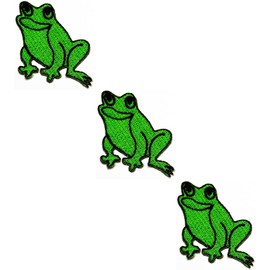 HHO Patch Set 3 Pieces. Mini Happy Frog Iron on Patches Frog green cute animal Cartoon Embroidered Applique Patch Accessories DIY for Clothes Backpacks T-Shirt Jeans Skirt Vests Hat Bag