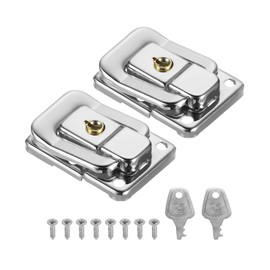 PATIKIL Suitcase Lock Hasp 1.6" x 1.10",2Pcs Iron Toggle Catch Lock with Keys/Screws Latch Clasp for Jewelry Box Wooden Case Toolbox, Silver