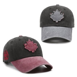Azjachiny 2 PCS Canada Baseball Cap Canadian Souvenirs Adjustable Canada Day Embroidered Maple Leaf Flag Cap Gifts for Men Women (Canada Maple Leaf Patch)