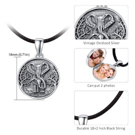 JFASHOP Elephant Locket Chain, Sterling Silver 925 Elephant Pendant for Opening Pictures Photo, Animal Jewellery Locket Necklace Mother's Day Gifts for Women Mother Wife Girls Children, Sterling