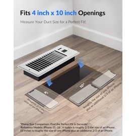 Howeall Super Quiet Register Booster Fan for 4" x 10" Register Holes, Smart Register Vent with Dual Intelligent Thermostat and WIFI App Control, Heating Cooling AC Vent Fan (White)