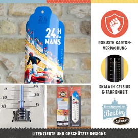 Nostalgic-Art Analogue Retro Thermometer 7 x 28 cm 24h Le Mans - Racing Poster Blue - Gift Idea for Engine Fans Metal Vintage Design for Decoration