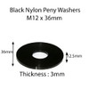 M12 X 36mm Nylon Black Penny Washers Fender Repair Washer