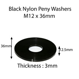 M12 X 36mm Nylon Black Penny Washers Fender Repair Washer Mudguard DIN 9021 (Pack of 20)