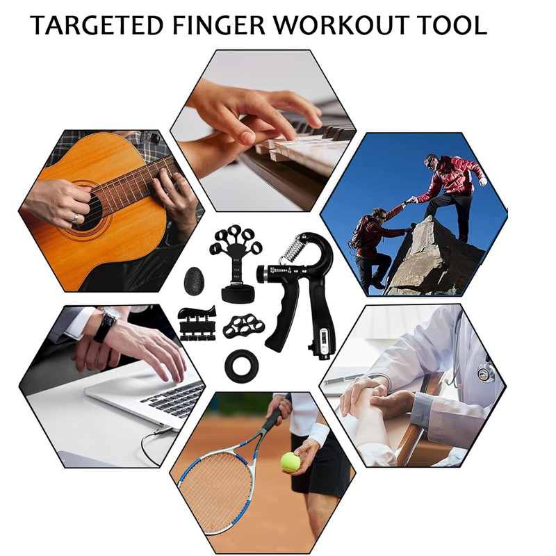 PACIOCEAN Grip Strength Trainer Kit (6 Pack), Counting Grip Strength,