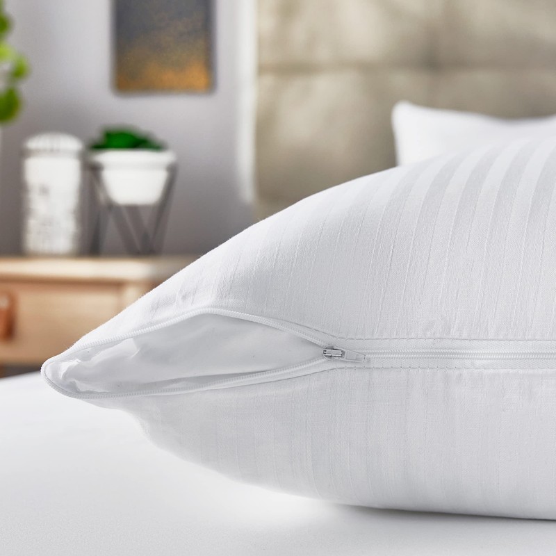 Pikolin Home - Ticking Pillowcase - 100% Cotton, white, 50
