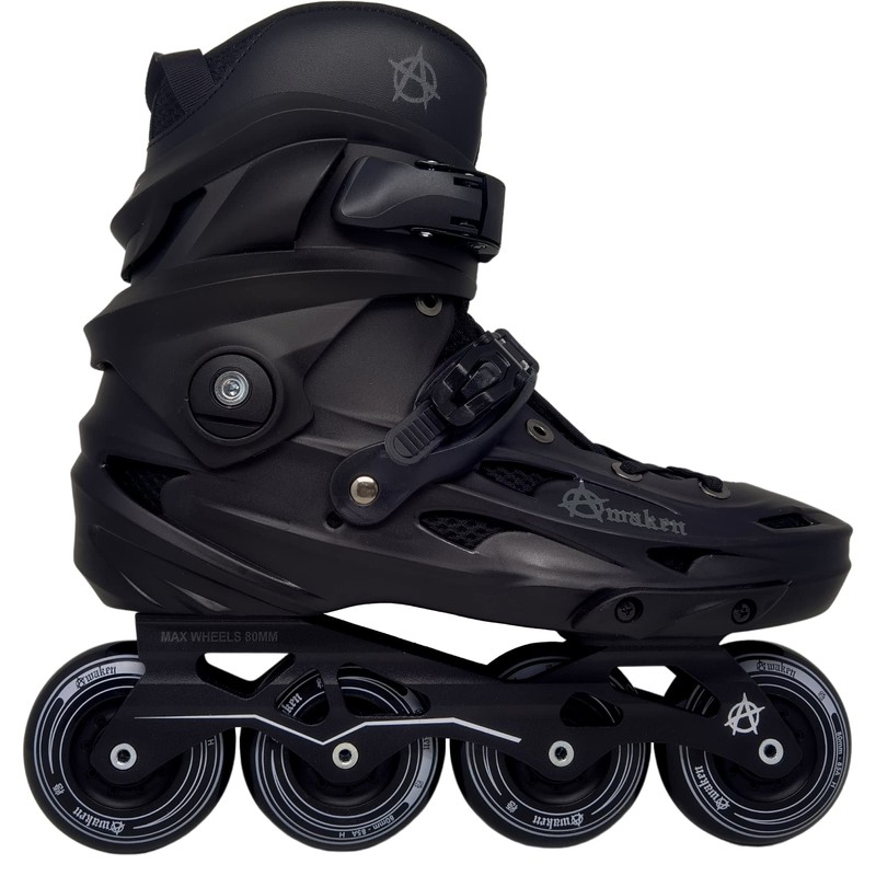 Awaken 4 Wheel Inline Skate Roller Blades (Black, 8)