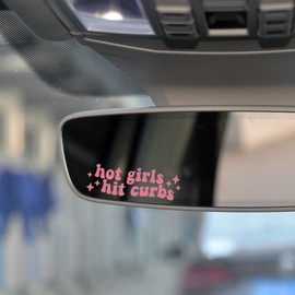 2 x Hot Girls Hit Curbs Vinyl Decal, Water Bottle Sticker, Car Rearview Mirror, Laptop Bumper Sticker, Funny Bumper Sticker, Cute Car Sticker, Car Accessories Gift (3 Inches wide, Pink)