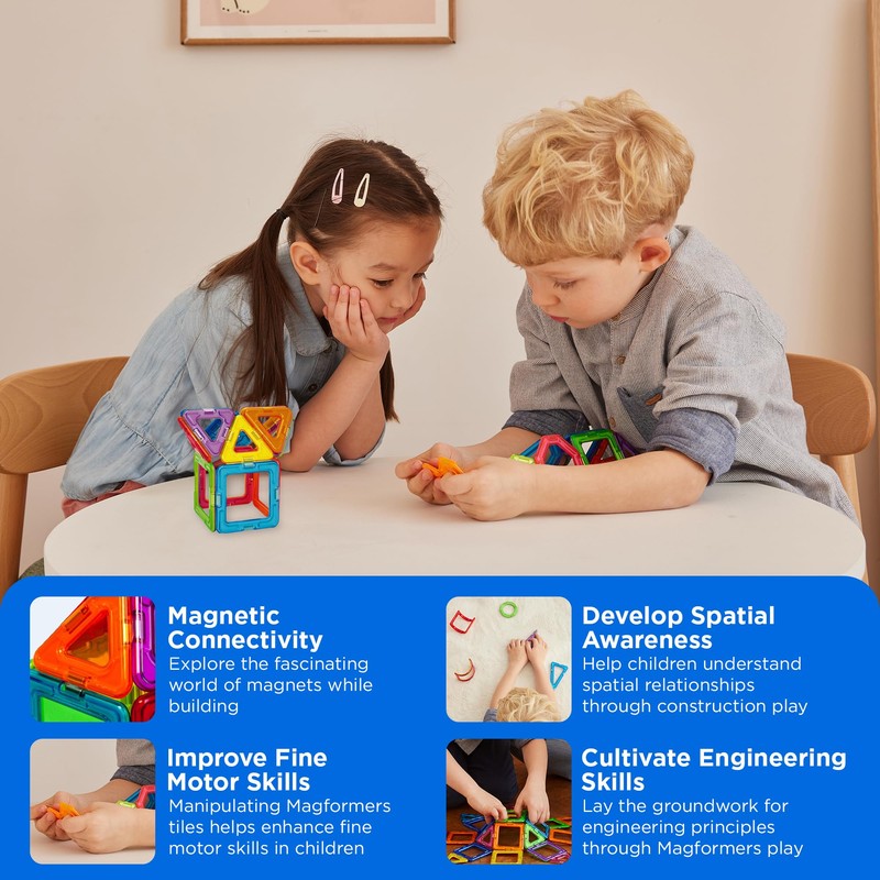 Magformers Rainbow 14 Piece Set - Magnetic Tiles Building Blocks,