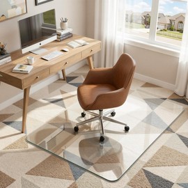 Tempered Glass Chair Mat, 36"x48" Office Chair Mat for Carpet & Hardwood Floors, Heavy Duty 0.2" Desk Chair Mat for Smooth Rolling at Home or Office