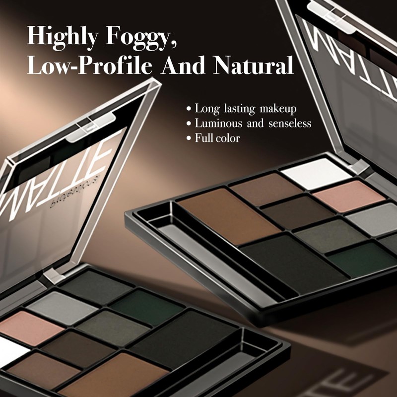 Xumann Smokey Eyeshadow Palette, 10 Eye Shadow Shades Grey Eyeshadow