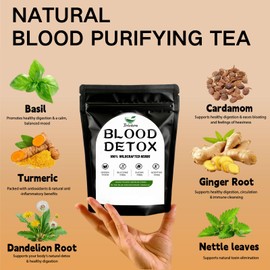 Blood Detox Tea - Caffeine Free Herbal Detox Tea with Natural Wildcrafted Herbs, Traditional Blood Cleanse Herbal Tea, Daily Wellness, Hot or Iced Tea Drink, 170g / 5.99 oz (1 Pack)