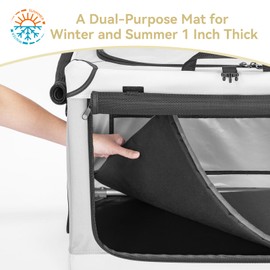 PETSFIT Soft Sided Dog Crate, Travel Dog Crate - 30 Inch Easy Set-up, Light, Sturdy, Comfy Inside with Thicken Mat, Collapsible Kennel for Home and Travel Light Grey