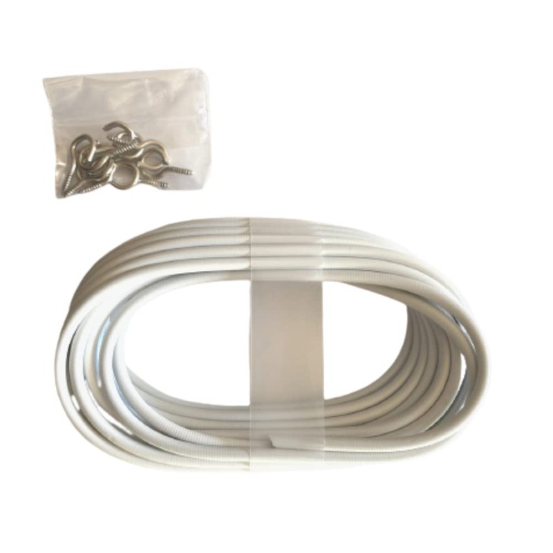 Net Curtain Wire Various Lengths with Screw Hooks and Eyes