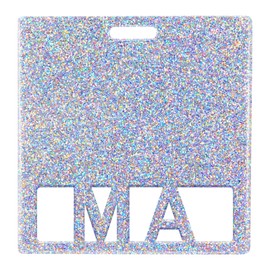 Plifal MA Badge Buddy Card Holder - Medical Assistant Glitter Sliver Nurse Nursing Accessories Horizontal ID Name Identification Tags for Hospital Medical Student Work