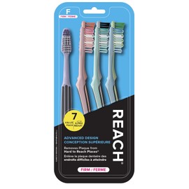 Reach Cepillo de dientes de diseño avanzado, cerdas firmes, paquete de 7 unidades