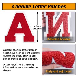 FANCIBAND 6 Inch Red Iron On Letters Varsity Letter Patches Large Chenille Iron On Letters for Clothing Jersey T-Shirt Jacket Hoodie Varsity D
