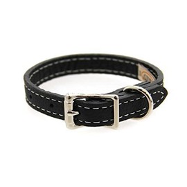 Luxury Italian Leather Tuscany Dog Collar - Black - 12