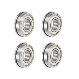 sourcing map F6001ZZ Flanged Ball Bearing 12x28x8mm Shielded Chrome Steel Flange Rip Bearings 4pcs