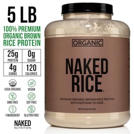 NAKED nutrition Rice - Organic Brown Rice Protein Powder - Vegan Protein Powder - 5Lb Bulk, Gmo Free, Gluten Free & Soy Free. Plant-Based Protein, No 