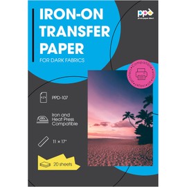 PPD Inkjet PREMIUM Iron-On Dark T Shirt Transfers Paper 11x17" Pack of 20 Sheets (PPD107-20)