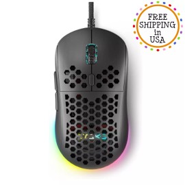 DIERYA M1SE Wired Gaming Mouse with Honeycomb Shell, 12800DPI Optical Sensor, 6 Program - Black