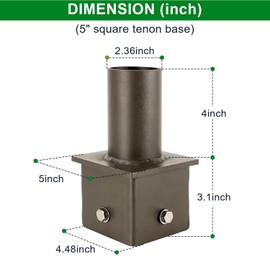 5 Inch Square Pole Bracket Tenon Adapter, Pole Top Mount, Tenon Pole Bracket for Slip Fit Mounting, Parking Lot Light, LED Shoebox Light