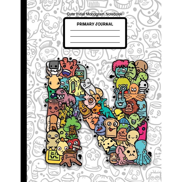 Cute Initial Monogram Notebook Primary Journal: Grades K-2, Letter N