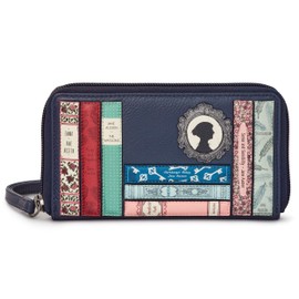 Yoshi Jane Austen Bookworm Ladies Purse, Genuine Leather Womens Wallet, Zip Round with Wrist Strap