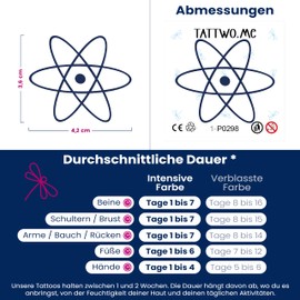 Tattwo.me 2 Weeks Waterproof Temporary Plant Tattoos Atom EU Compliance Vegetable Ink Tattoo Pad Size: 5 x 5cm (P0298)