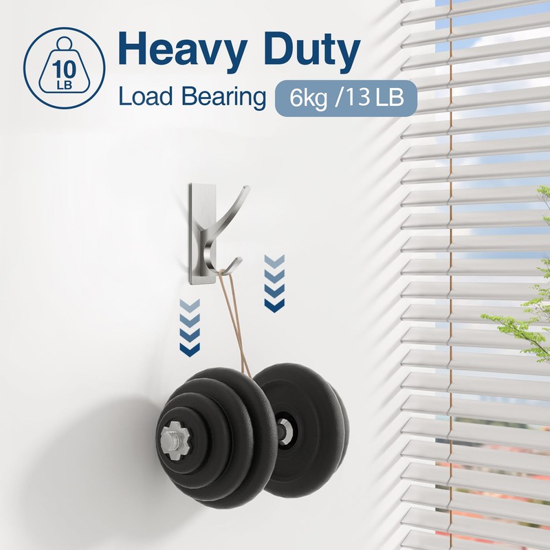 Josmimic Self Adhesive Towel Hooks: Extra Strong 13LB, Stainless Hook
