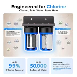 iSpring WGB21B 2-Stage Whole House Water Filtration System, with 10" x 4.5" Sediment CTO(Chlorine, Taste, and Odor) Filter, 1" Inlet/Outlet