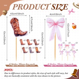 Kolldenn 36 Pcs Boots or Bows Gender Reveal Cupcake Toppers Cowboy or Cowgirl Gender Reveal Decorations Watercolor Western Baby Shower Birthday Party Supplies, Brown and Pink