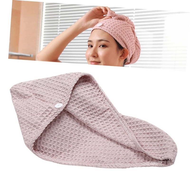 Baluue 1pc Ultra Absorbent Waffle Hair Towel Fast Drying Hair