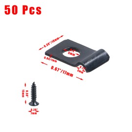 Crapyt 50 Pcs Galvanized One Hole Wire Clamps, U Bracket Clamp with Screws, Heavy Duty Strong No Sharp Rigid Strap Clip Conduit, Cable Wire Clips for Wall Mounting（3mm,Black）